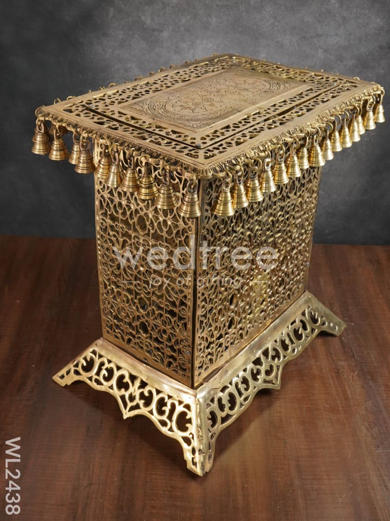 Brass Rectangular Chowki with Bells - WL2438