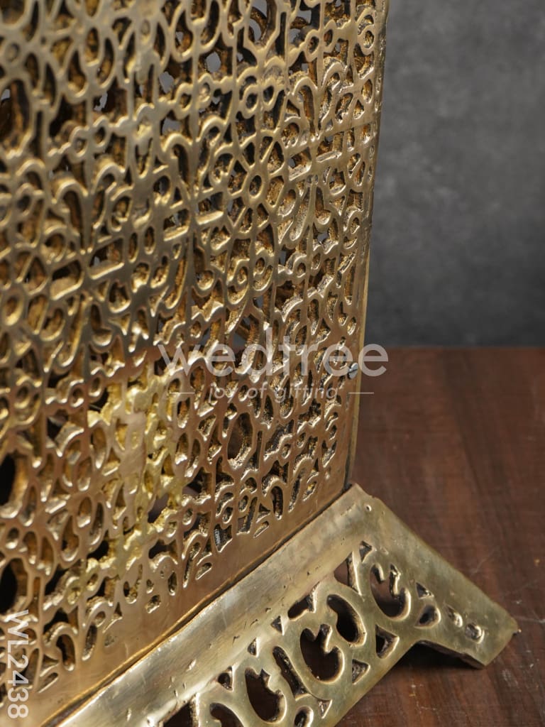 Brass Rectangular Chowki with Bells - WL2438