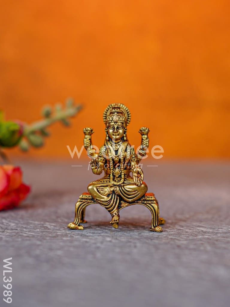 Brass Seated Ganesha-Lakshmi Idols - WL3989