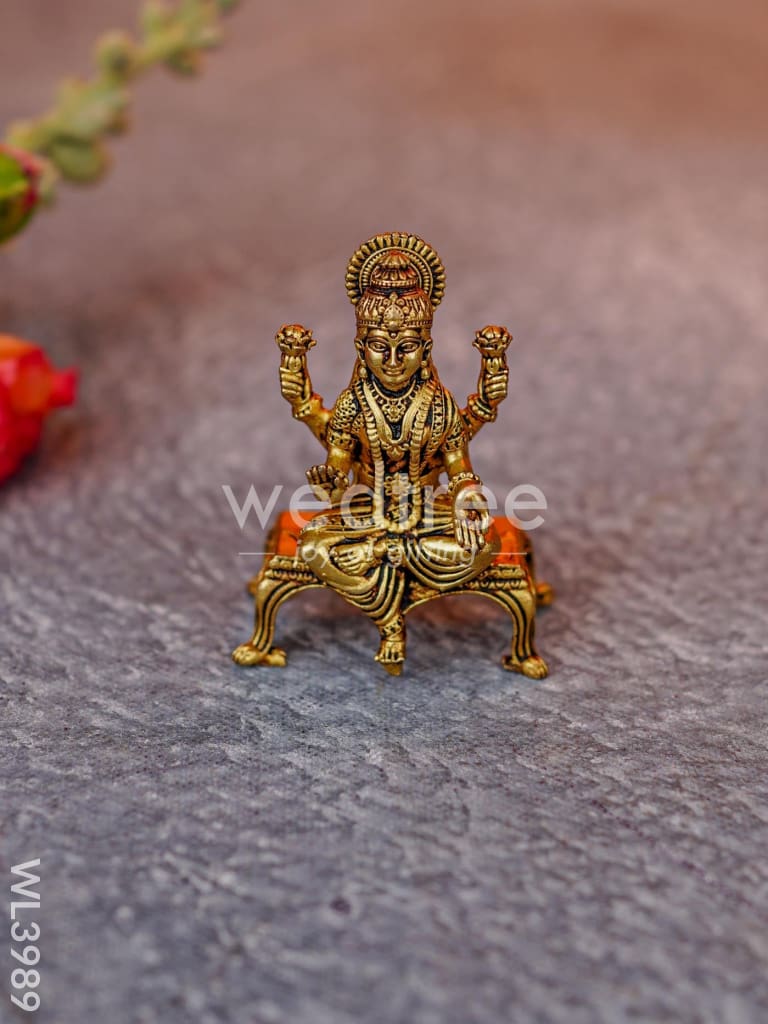 Brass Seated Ganesha-Lakshmi Idols - WL3989