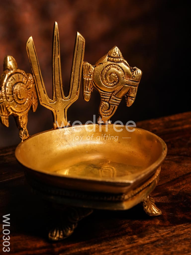 Brass Shank, Chakra and Nama Diya - WL0303