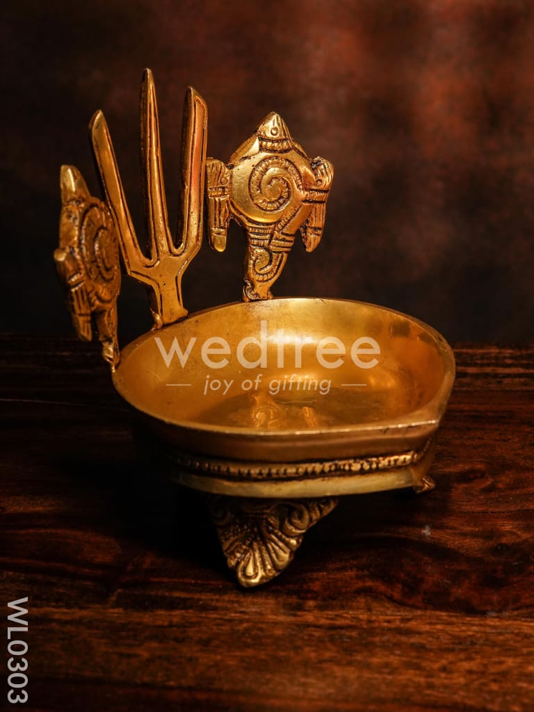 Brass Shank, Chakra and Nama Diya - WL0303