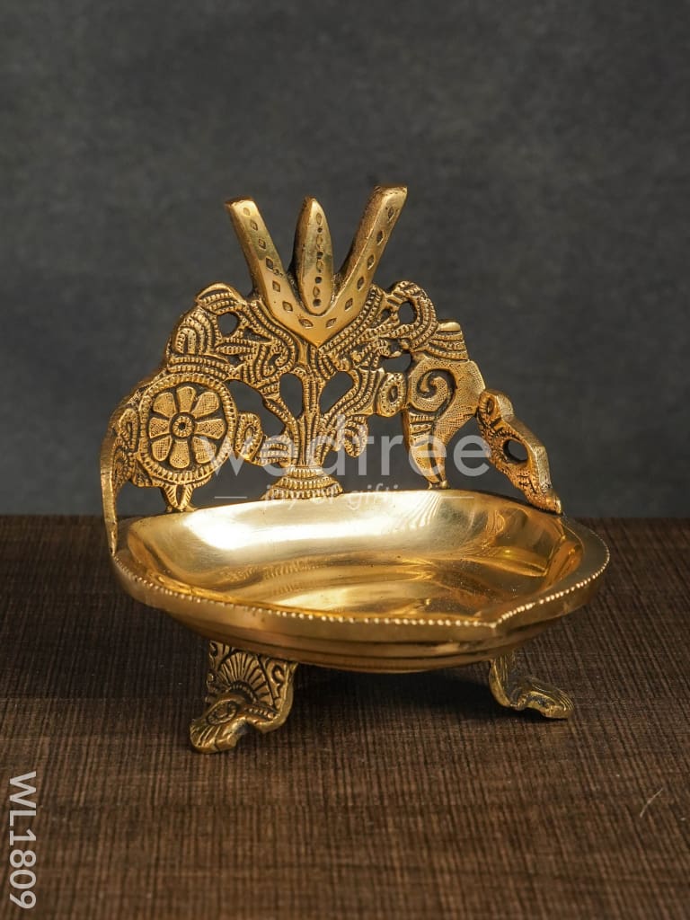 Brass Shank, Chakra and Nama Diya - WL1809