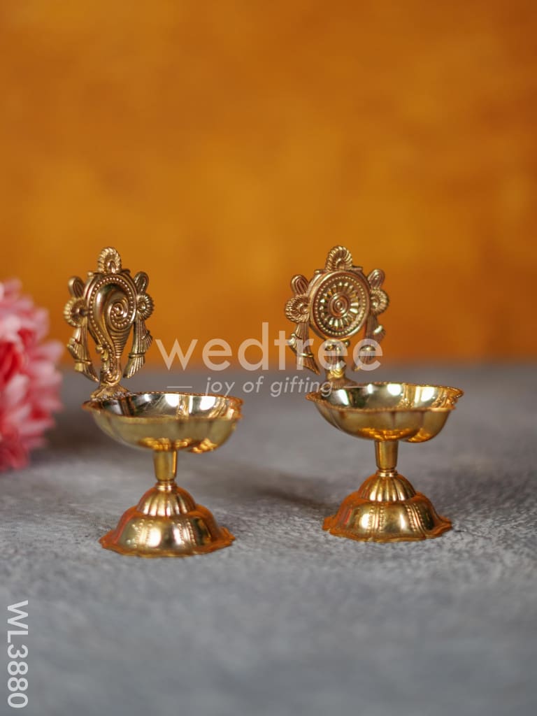 Brass Shank & Chakra Diya - 4.5 inch - WL3880