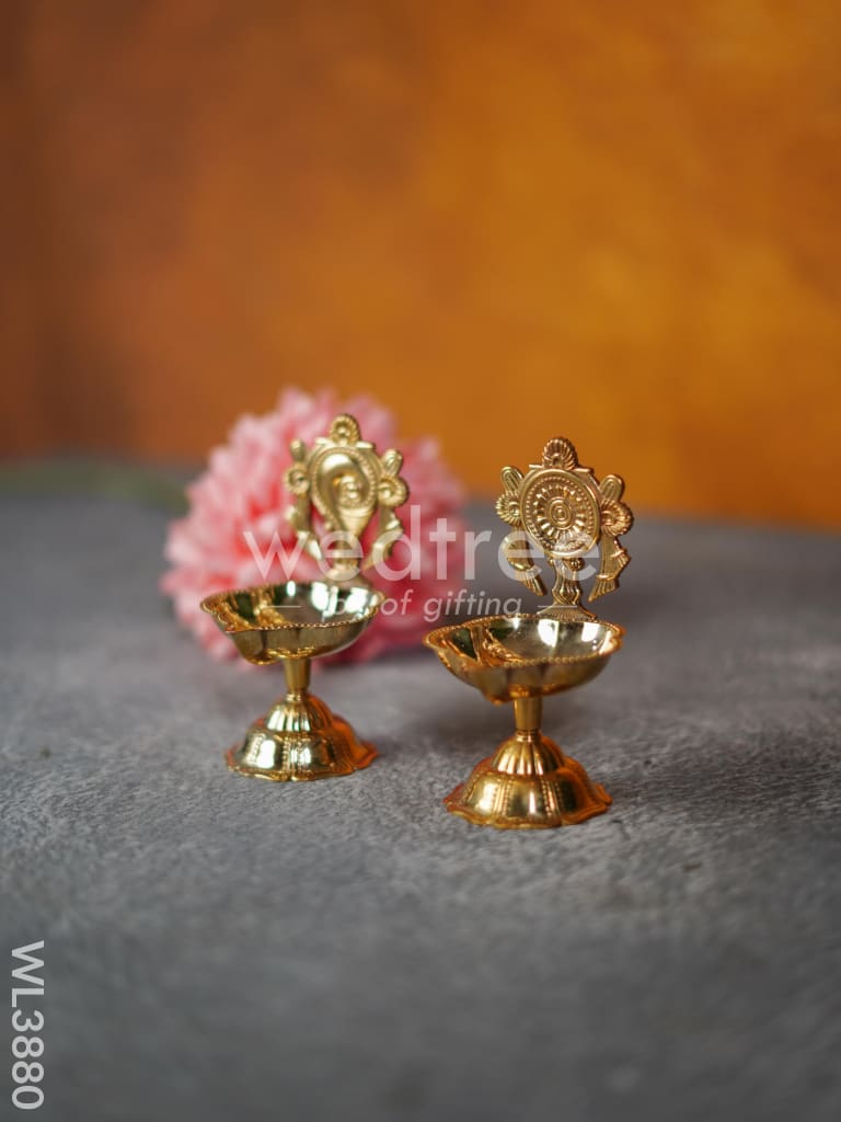 Brass Shank & Chakra Diya - 4.5 inch - WL3880