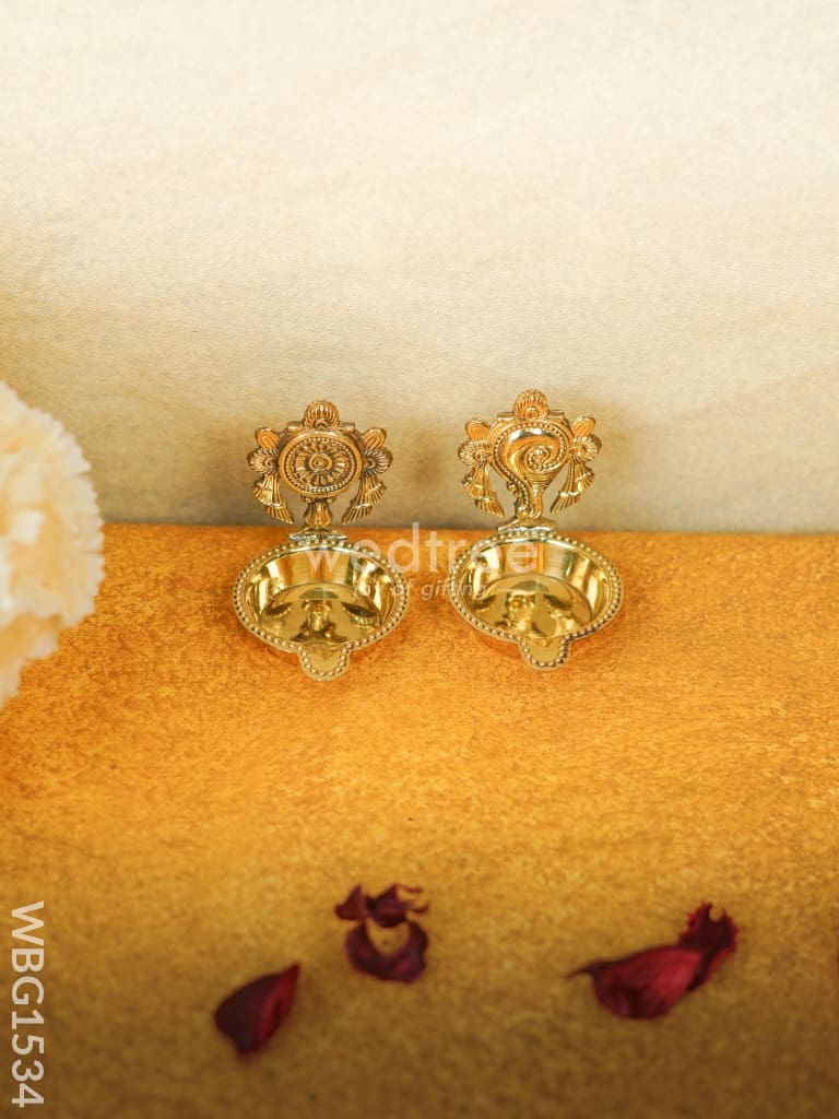 Brass Shank Chakra Diya - WBG1534