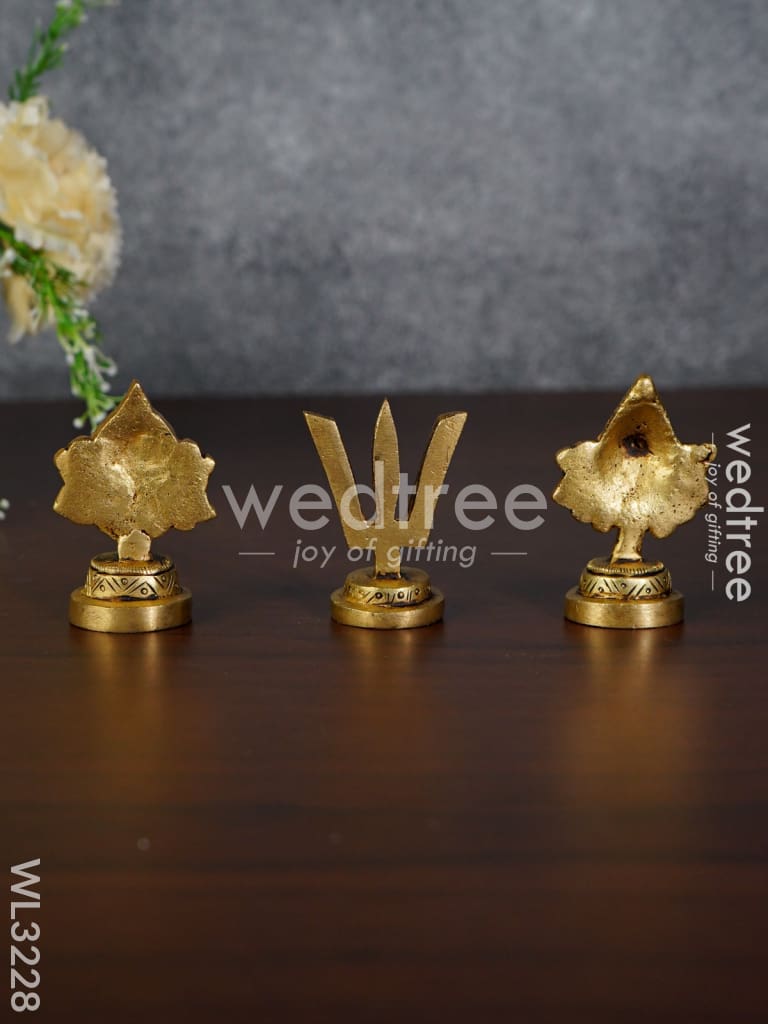 Brass Shank Chakra Naama Figurines - Set of 3 - WL3228