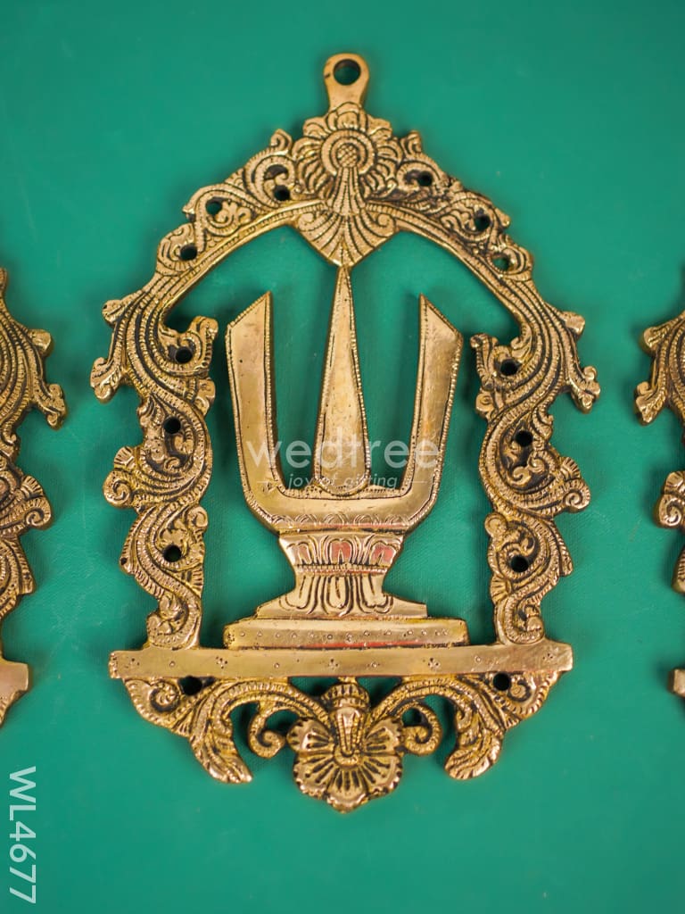 Brass Shank Chakra Naama Wall Hanging - Set of 3 - WL4677