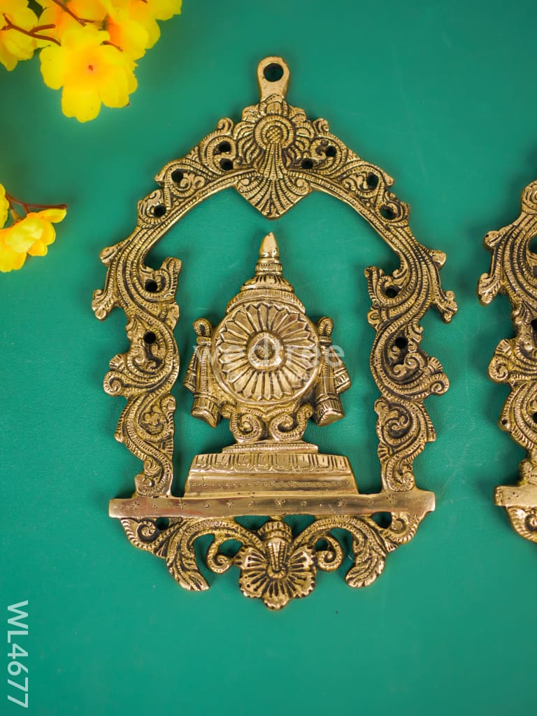 Brass Shank Chakra Naama Wall Hanging - Set of 3 - WL4677
