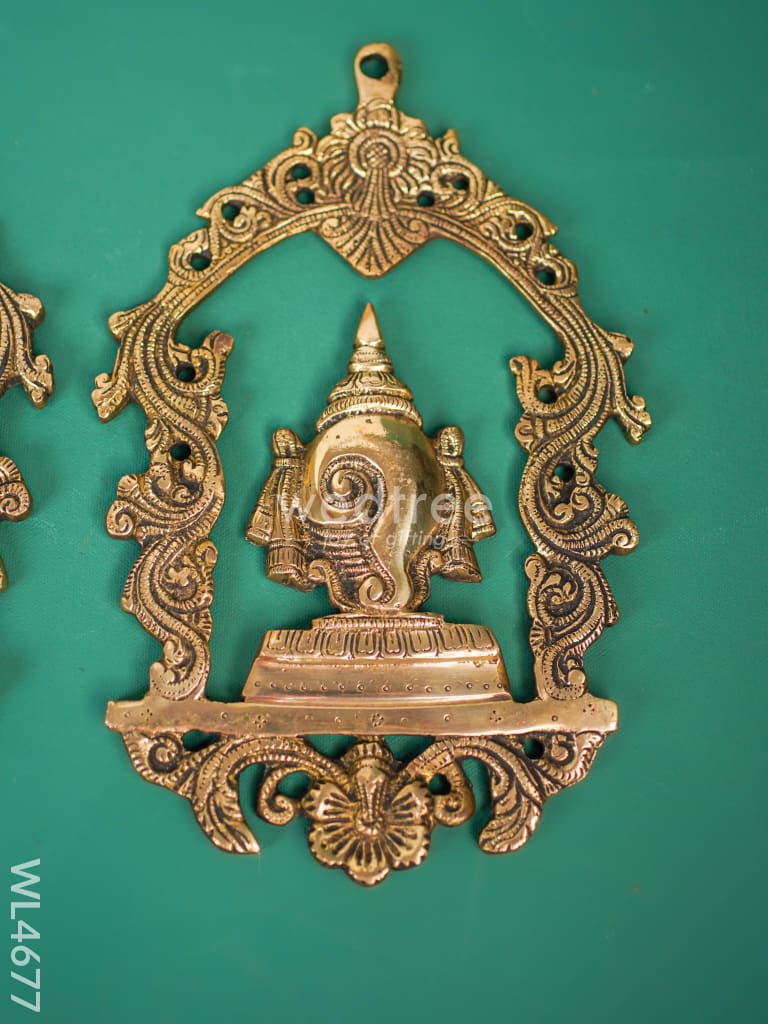 Brass Shank Chakra Naama Wall Hanging - Set of 3 - WL4677