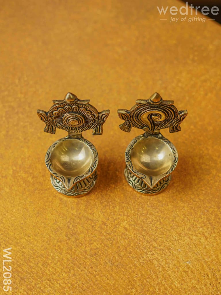 Brass Shank Chankra Diya with Stand - WL2085