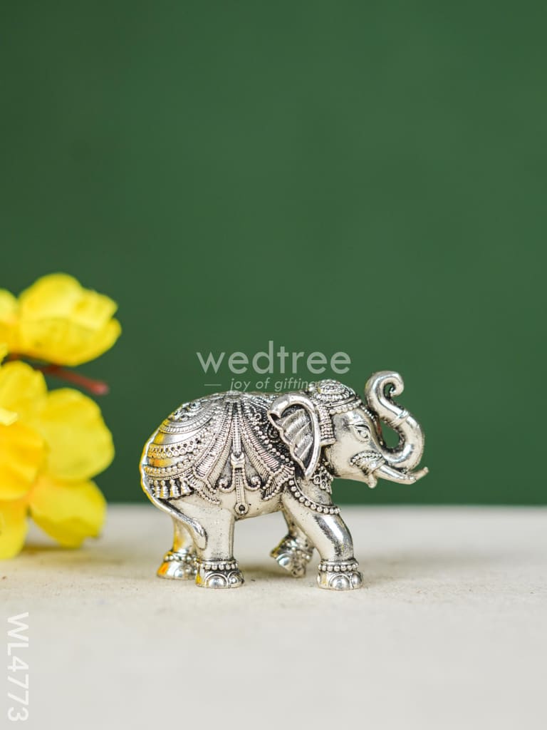 Brass Silver Antique Baby Elephant - 2 inch - Set of 2 - WL4773