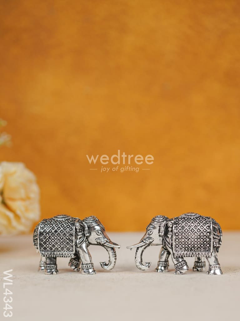 Brass Silver Antique Elephant Set of 2 - WL4343