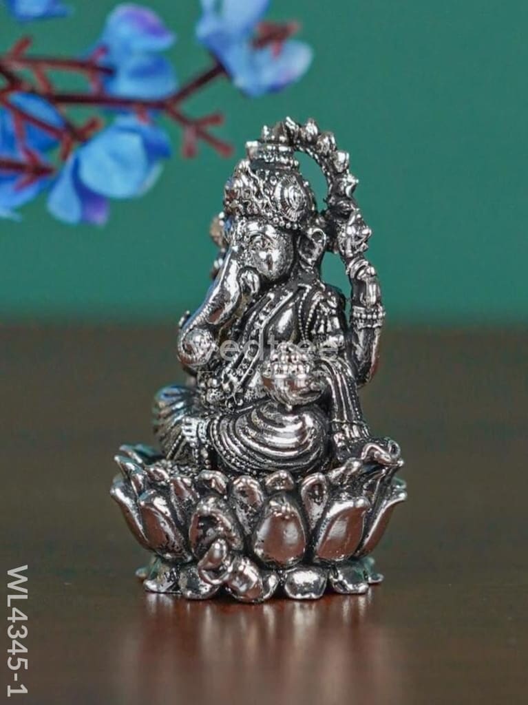 Brass Silver Antique Ganesha - WL4345-1