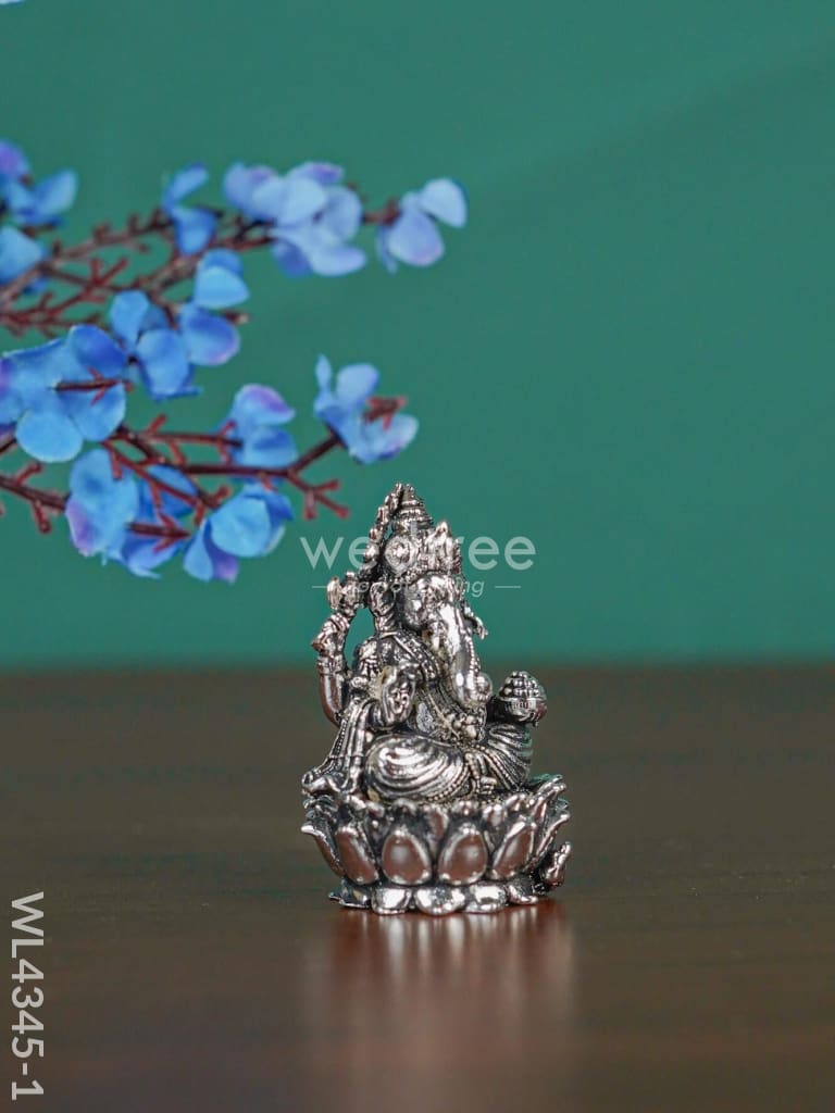 Brass Silver Antique Ganesha - WL4345-1