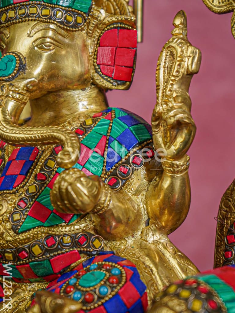 Brass Simhasan Ganesha with Tile Work - WL2312