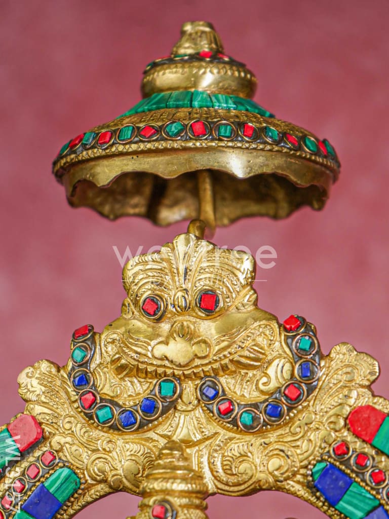 Brass - Sri Ramar Pattabhishekam Statue with Stone Work - WL3157