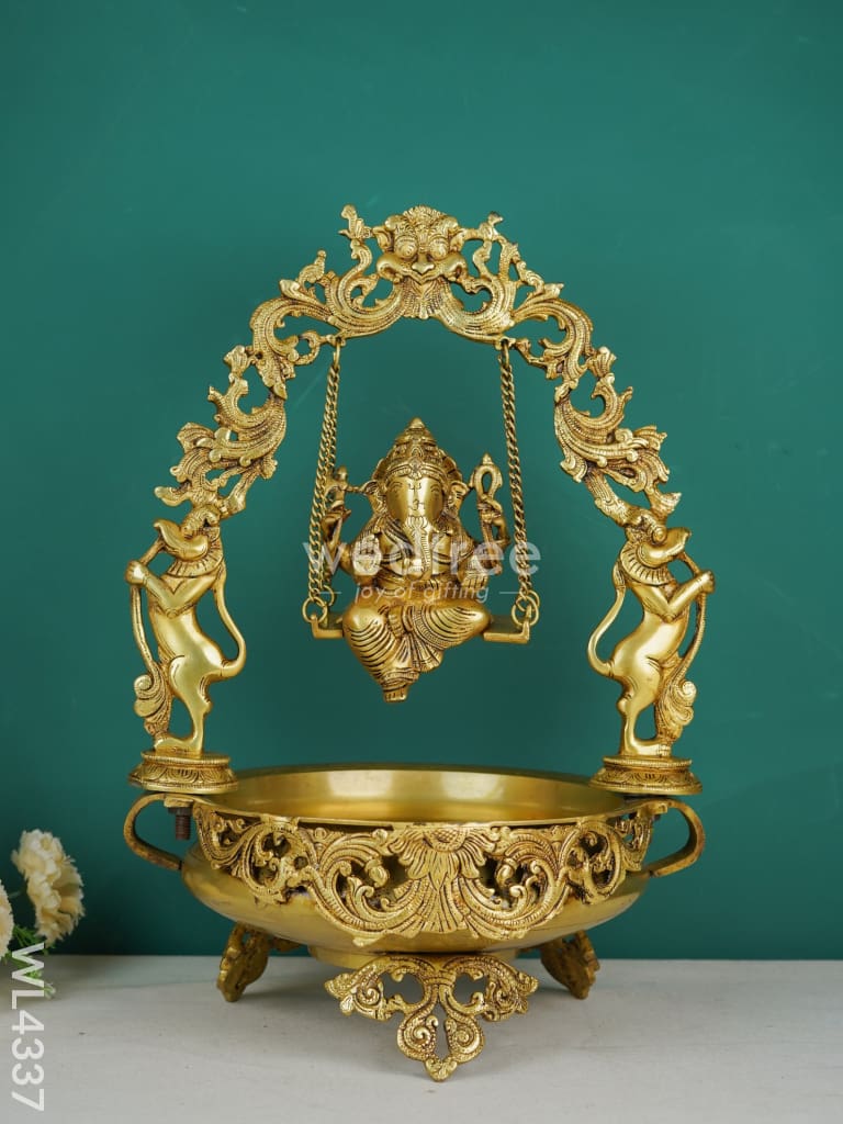 Brass Swing Ganesha Urli - 21 inch - WL4337