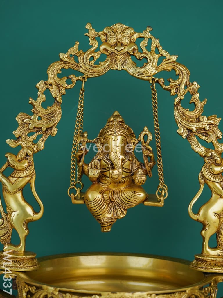 Brass Swing Ganesha Urli - 21 inch - WL4337