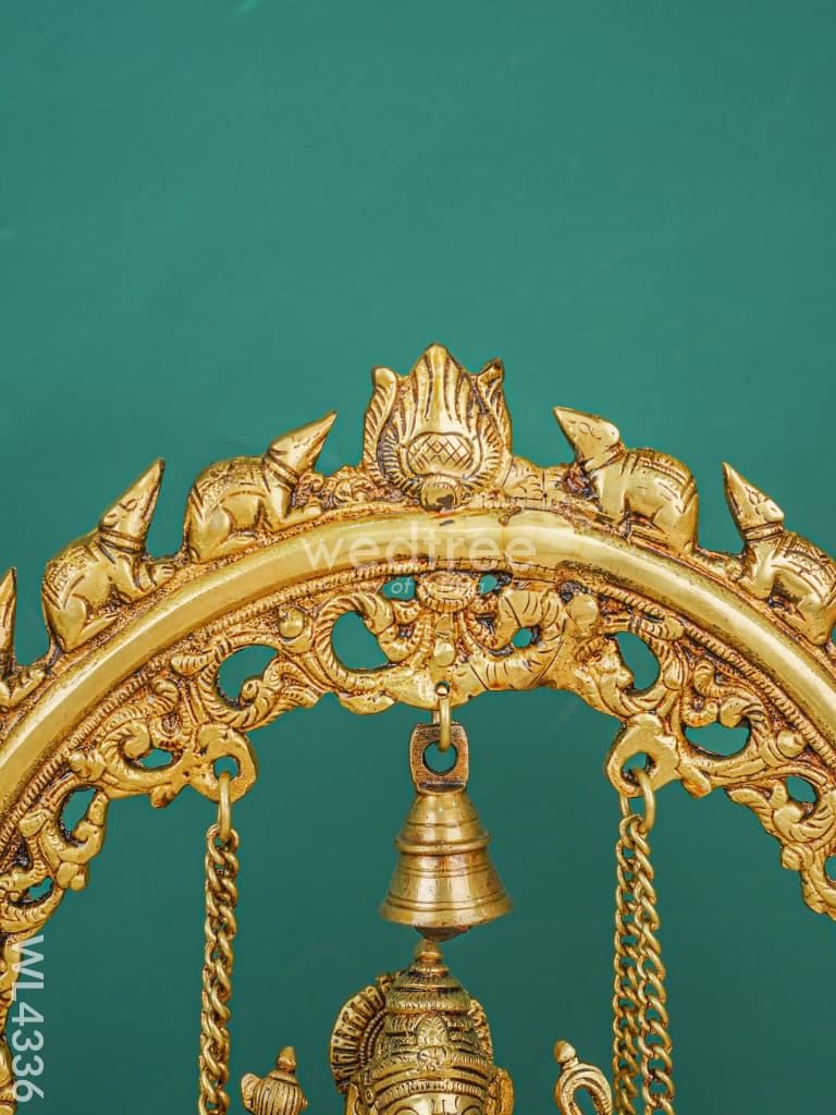Brass Swing Ganesha Urli with Bell - 17 inch - WL4336