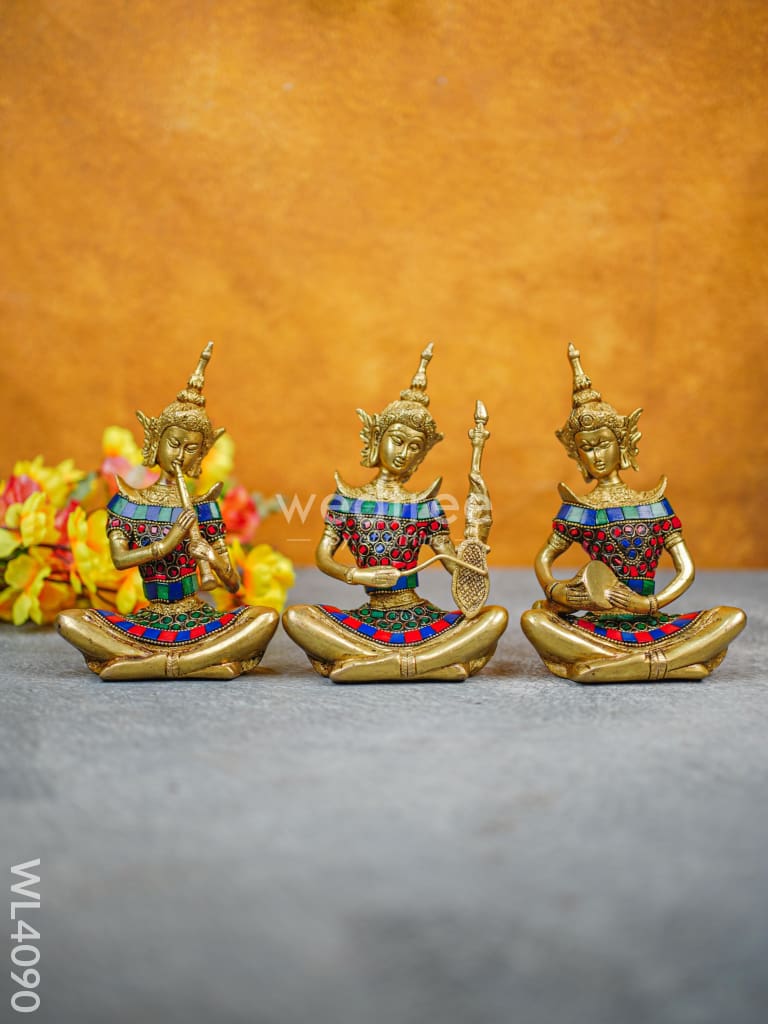 Brass Tibetan Musicians - Set of 4 - WL4090