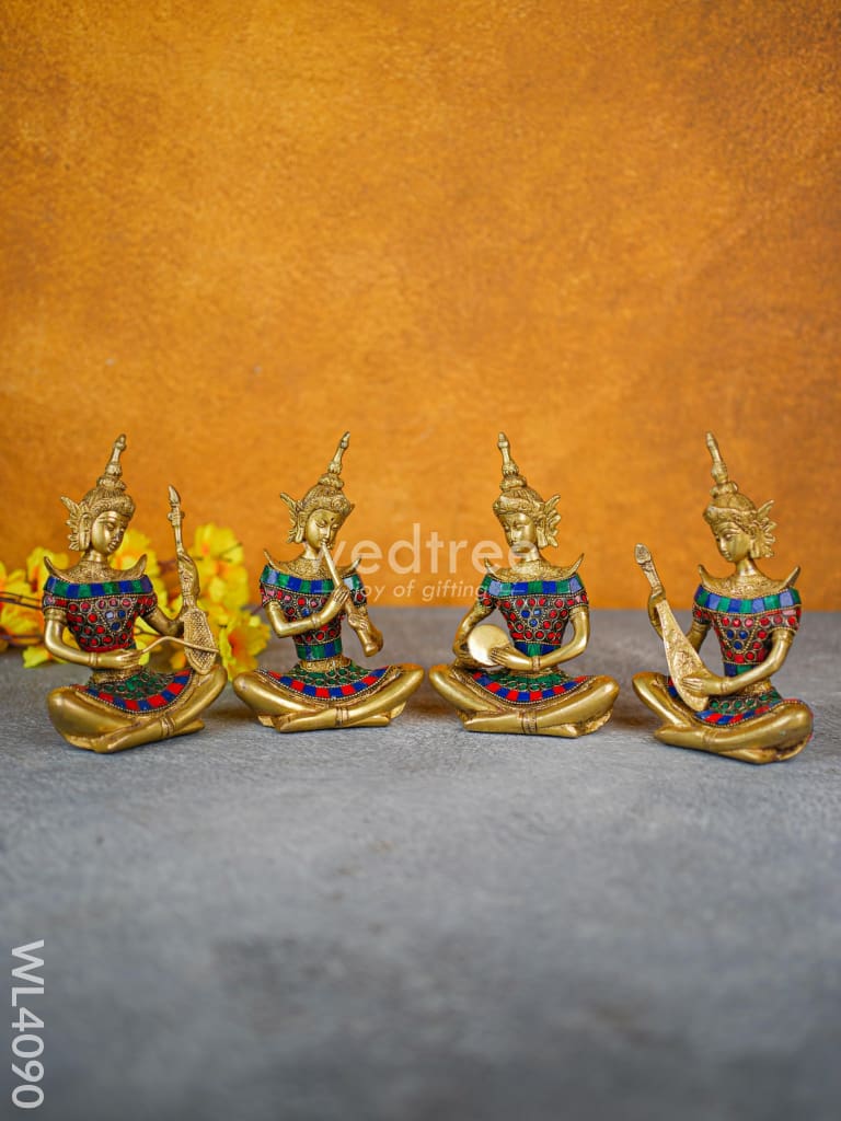 Brass Tibetan Musicians - Set of 4 - WL4090