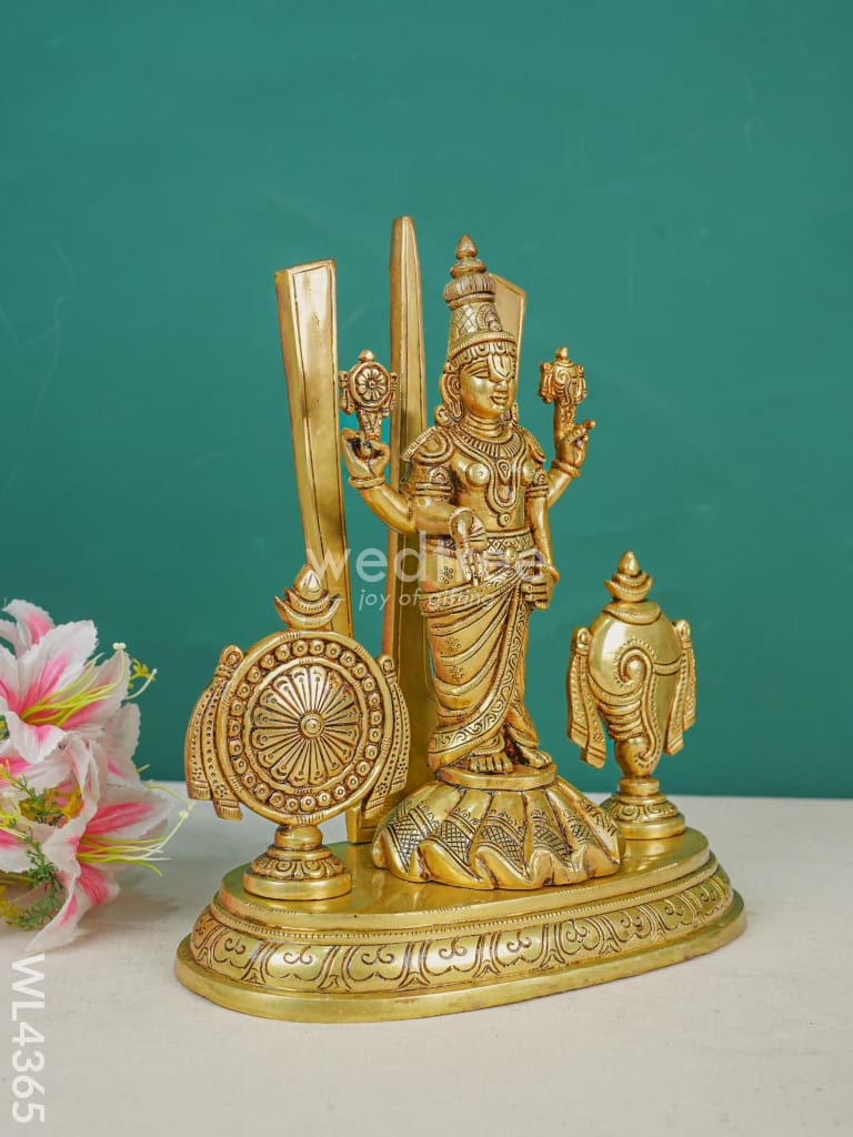 Brass Tirupati Balaji With Shank, Chakra & Nama - WL4365