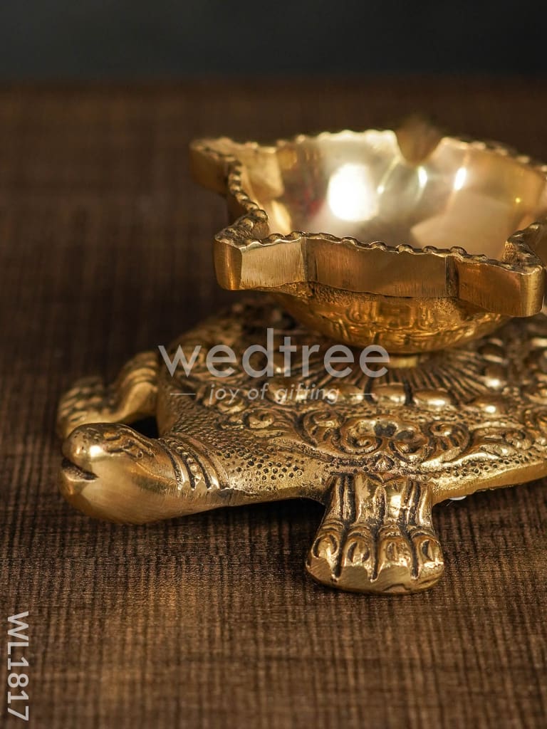 Brass Tortoise 5 Face Diya (Black Antique Finish) - WL1817