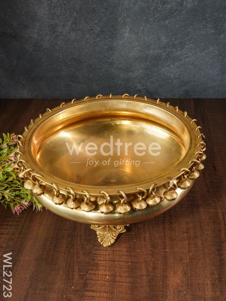 Brass Urli with Bells - 10 inch - WL2723