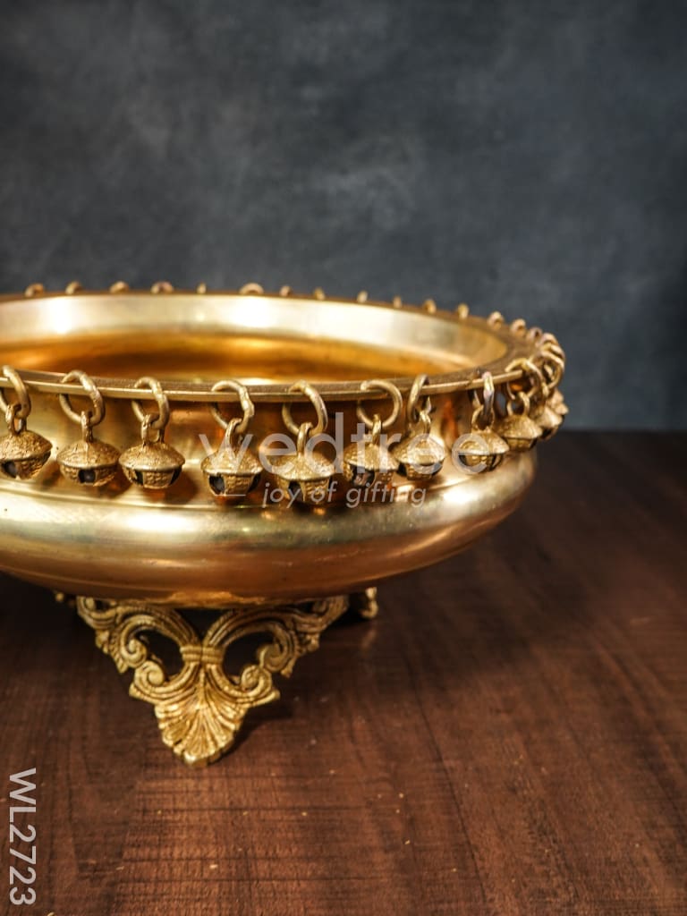 Brass Urli with Bells - 10 inch - WL2723