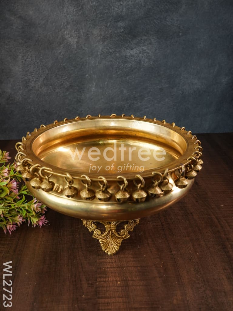 Brass Urli with Bells - 10 inch - WL2723