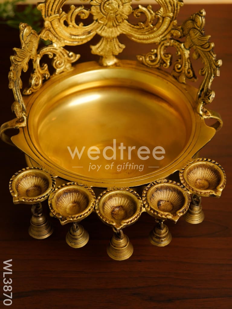 Brass Urli with Diya & Bells - WL3870