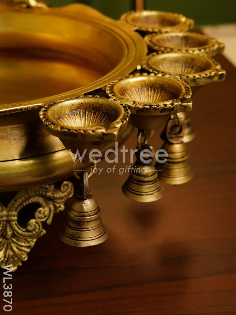 Brass Urli with Diya & Bells - WL3870