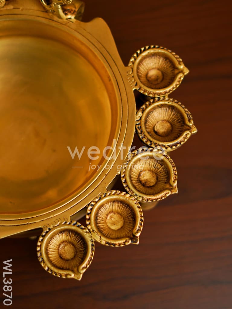 Brass Urli with Diya & Bells - WL3870
