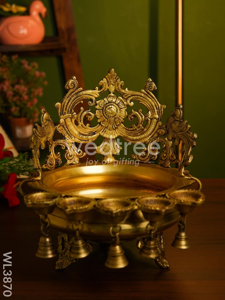Brass Urli with Diya & Bells - WL3870