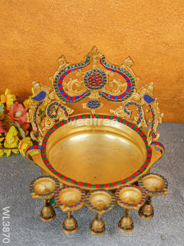 Brass Urli with Diya & Bells - WL3870-1