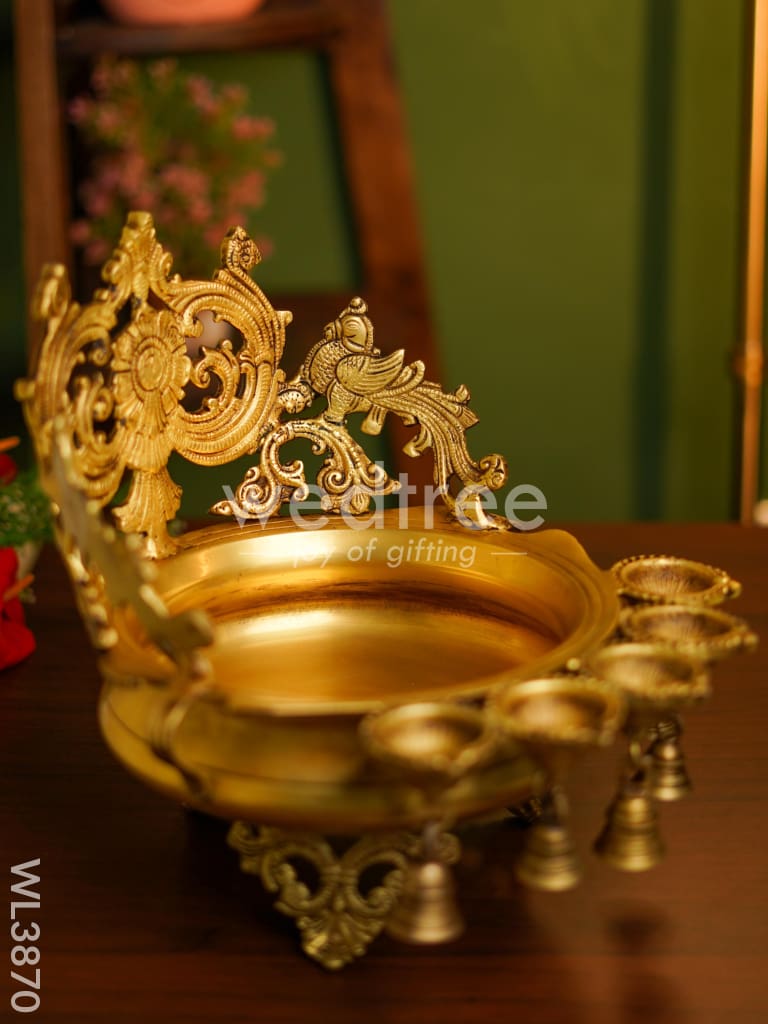 Brass Urli with Diya & Bells - WL3870
