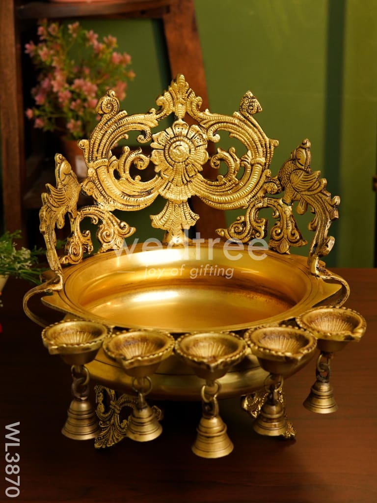 Brass Urli with Diya & Bells - WL3870