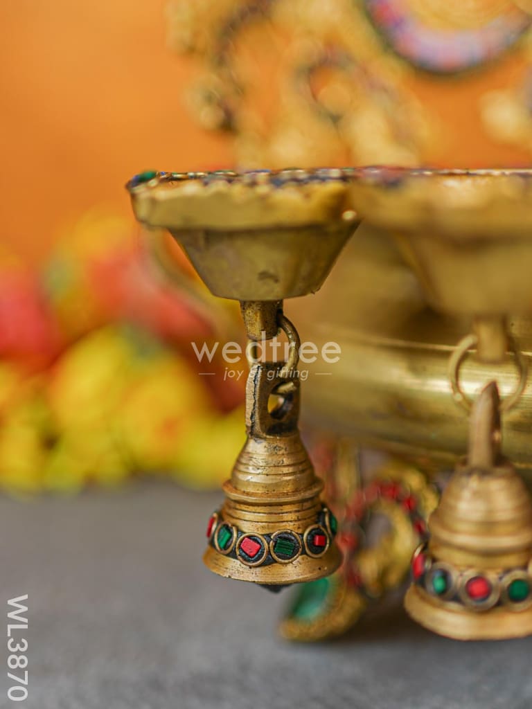 Brass Urli with Diya & Bells - WL3870-1