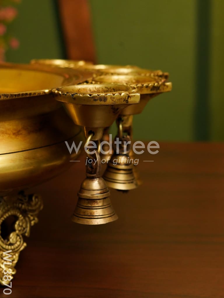 Brass Urli with Diya & Bells - WL3870