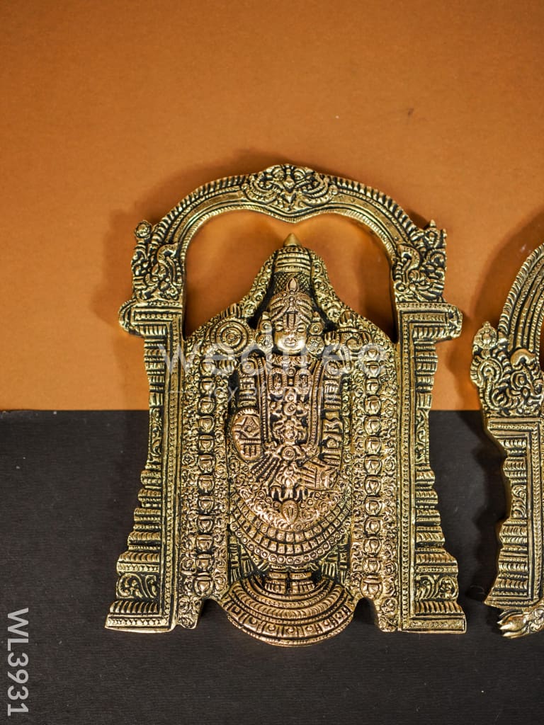 Brass Venkateshwara and Padmavathi Thayar Wall Hanging - WL3931