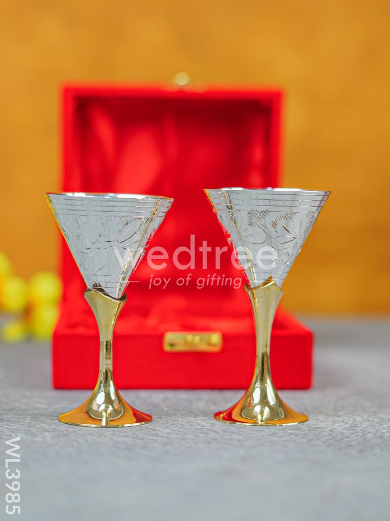 Brass Wine Glass Set with Silver Coating - WL3985
