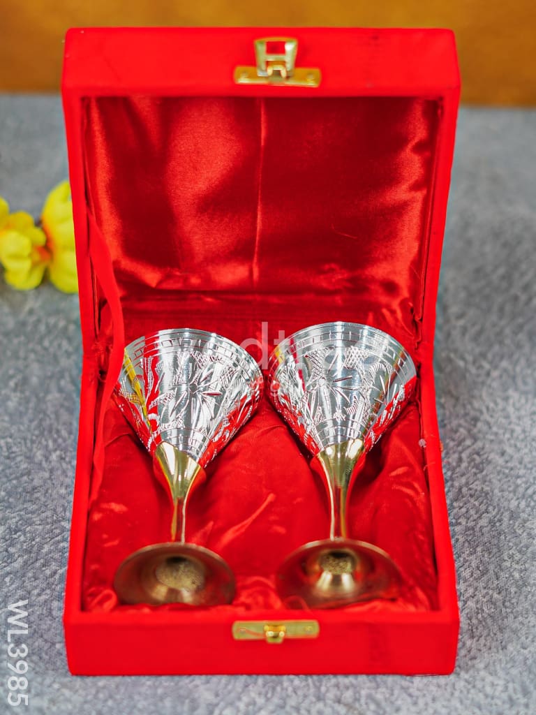 Brass Wine Glass Set with Silver Coating - WL3985