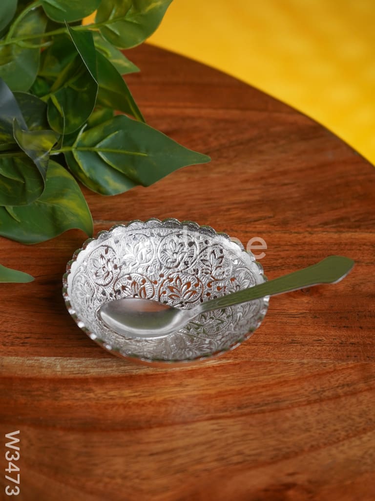 Brass with Silver Plated Round Bowl - W3473