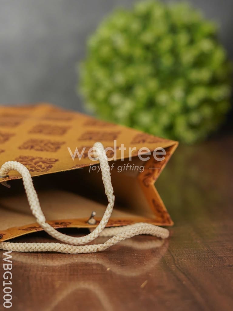 Brown Floral Printed Paper Bag - WBG1000