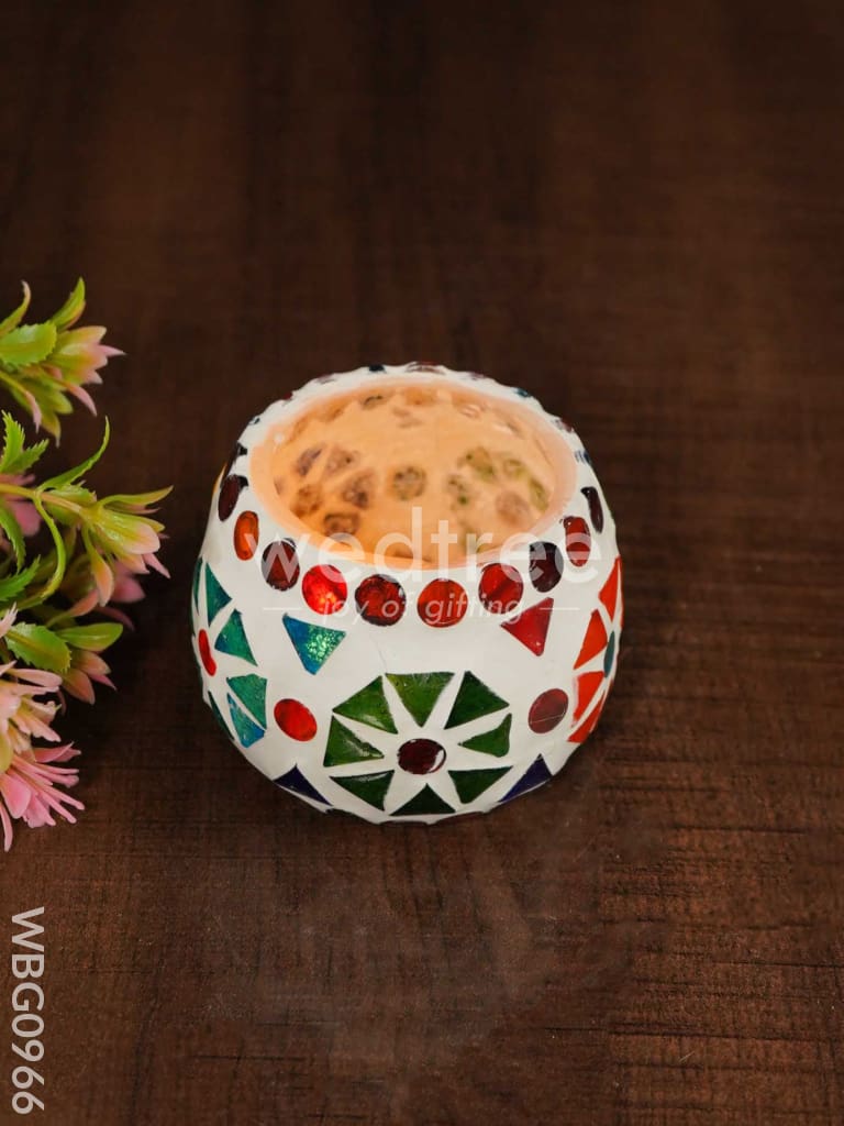 Candle Holder in Cracked Mosaic Glass - WBG0966