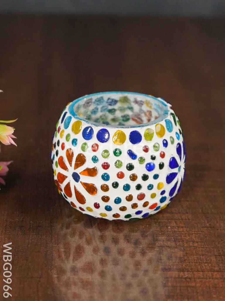 Candle Holder in Cracked Mosaic Glass - WBG0966