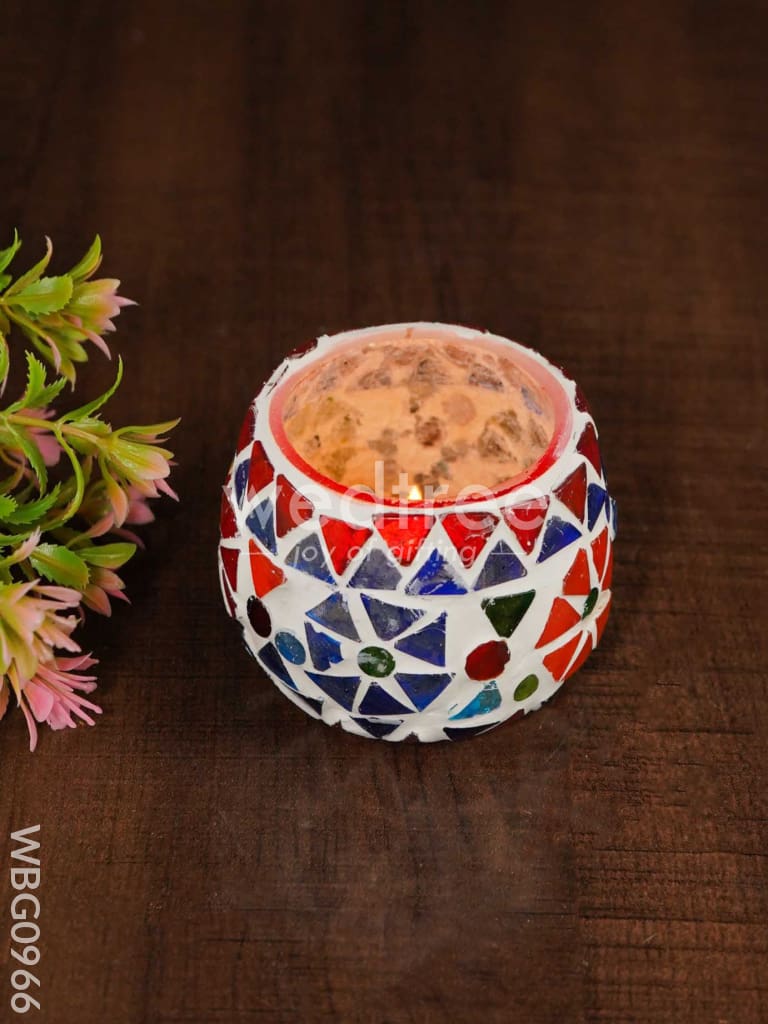 Candle Holder in Cracked Mosaic Glass - WBG0966
