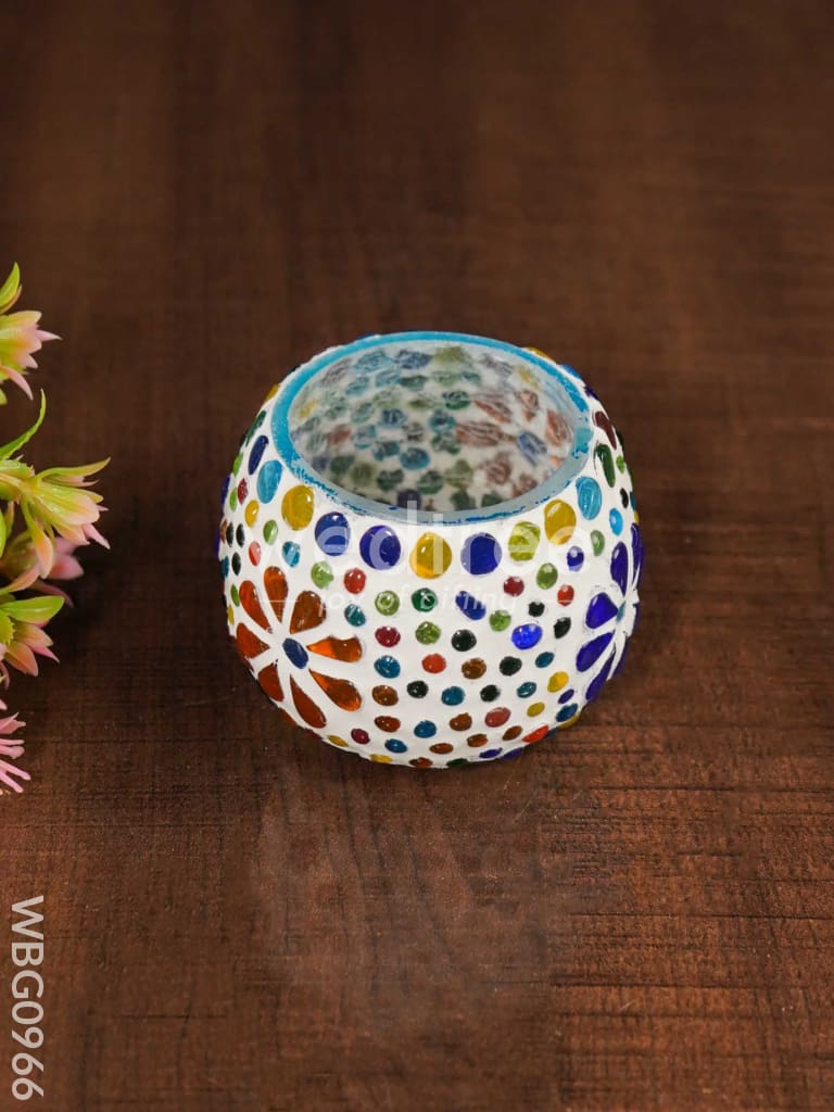 Candle Holder in Cracked Mosaic Glass - WBG0966