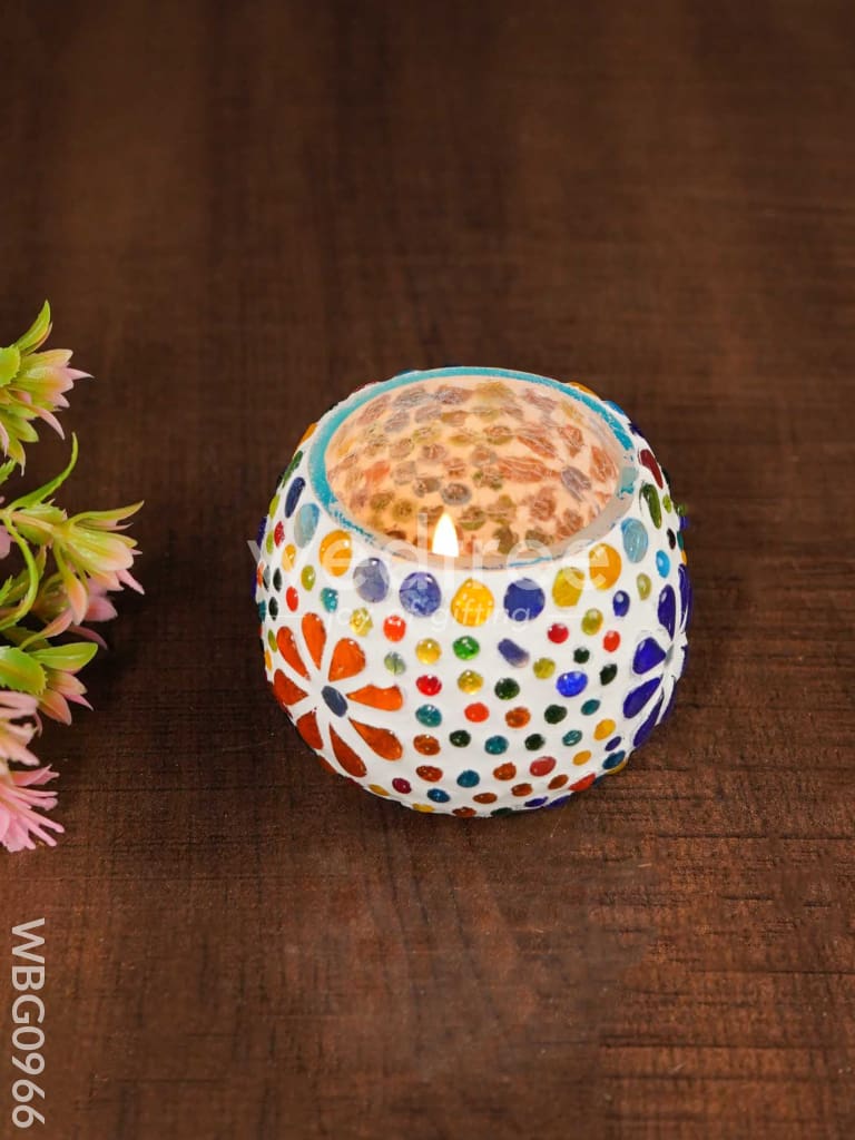 Candle Holder in Cracked Mosaic Glass - WBG0966